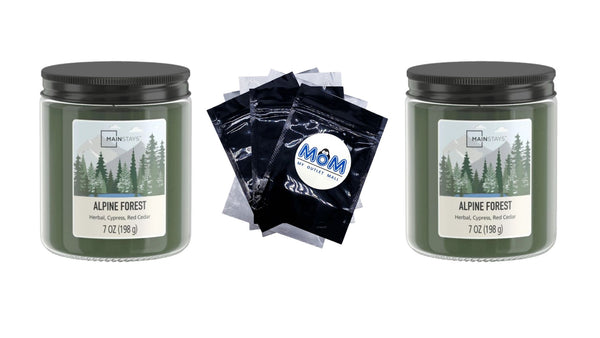 Alpine Forest Scented Single-Wick Glass Jar Candle with Twist Lid - 2 packs - 7 oz per pack - plus 3 My Outlet Mall Resealable Storage Pouches