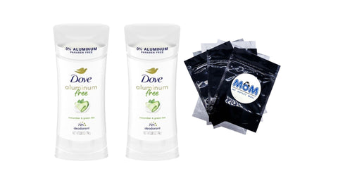 Aluminum Free Deodorant for Women Cucumber and Green Tea - 2 packs - 2.6 oz per pack - plus 3 My Outlet Mall Resealable Storage Pouches
