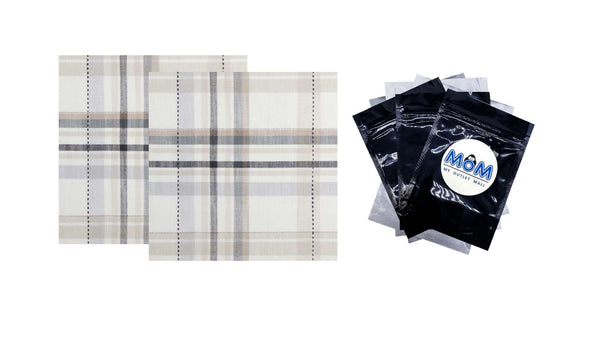 Monday Square Fabric Napkin Set, Beige, 20" W x 20" L - 2 packs - 4 Count per pack - plus 3 My Outlet Mall Resealable Storage Pouches