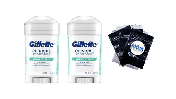 Antiperspirant Deodorant for Men, Clinical Soft Solid, Ultimate Fresh, 72 Hr. Sweat Protection - 2 packs - 2.6 oz per pack - plus 3 My Outlet Mall Resealable Storage Pouches