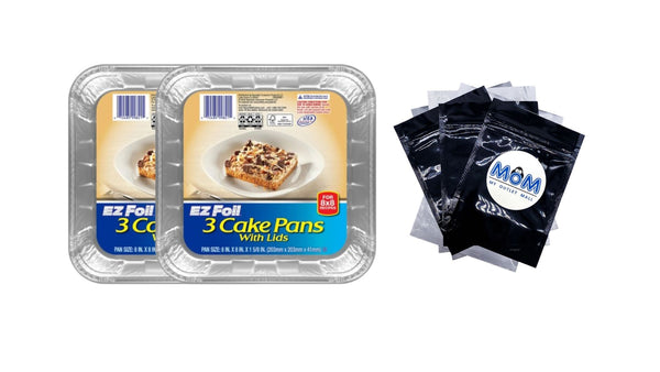 Cake Pans with Lids, 8x8 Inch - 2 packs - 3 Count per pack - plus 3 My Outlet Mall Resealable Storage Pouches