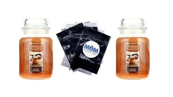 Candle Salted Caramel Original Large Scented Jar Candle - 2 packs - 22 oz per pack - plus 3 My Outlet Mall Resealable Storage Pouches