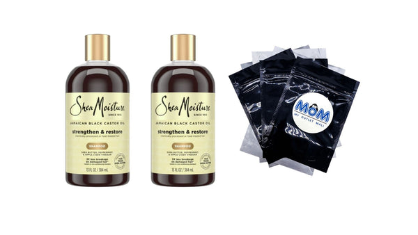 Strengthen & Restore Shampoo 100% Pure Jamaican Black Castor Oil - 2 packs - 13 oz per pack - plus 3 My Outlet Mall Resealable Storage Pouches
