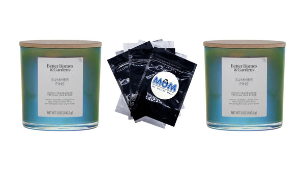 Summer Pine Scented 2-Wick Iridescent Jar Candle - 2 packs - 12 oz per pack - plus 3 My Outlet Mall Resealable Storage Pouches