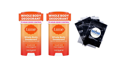 Whole Body Deodorant for Women Smooth Solid Stick  Aluminum Free, Clean Tangerine - 2 packs - 2.6 oz per pack - plus 3 My Outlet Mall Resealable Storage Pouches