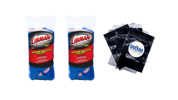 Heavy Duty Premium Blue Blend Wet Mop Refill Clip-on Attachment - 2 packs - plus 3 My Outlet Mall Resealable Storage Pouches
