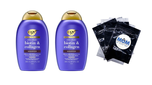 Extra Strength Biotin & Collagen Shampoo - 2 packs - 13Fl oz per pack - plus 3 My Outlet Mall Resealable Storage Pouches