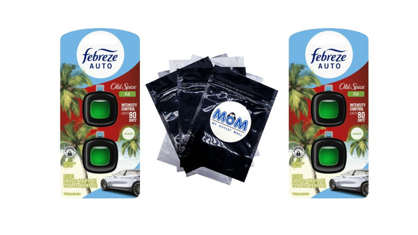 Auto Car Air Freshener, Odor-Fighting Car Vent Clip, Old Spice Fiji - 2 pack - 2 count per pack plus 3 My Outlet Mall Resealable Storage Pouches