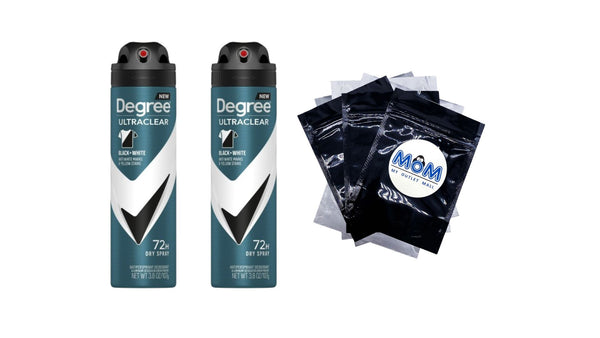 Ultra Clear Long Lasting Men's Antiperspirant Deodorant Dry Spray, Woody - 2 packs - 3.8 oz per pack - plus 3 My Outlet Mall Resealable Storage Pouches