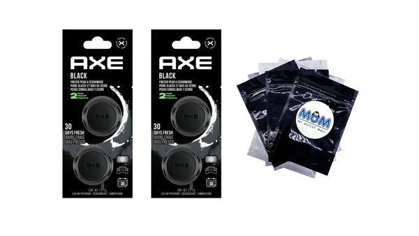 Mini Vent Clip Car Air Freshener Black Scent - 2 packs - 2 count per pack - plus 3 My Outlet Mall Resealable Storage Pouches