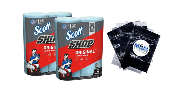 Multi-Purpose, Shop Towel, 2 Rolls, 55 Sheets Per Roll - 2 packs - plus 3 My Outlet Mall Resealable Storage Pouches