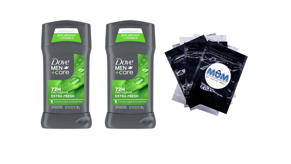 Men+Care Antiperspirant Deodorant Stick for Men Extra Fresh with Moisturizing Cream Citrus Scent - 2 packs - 2.7 oz per pack - plus 3 My Outlet Mall Resealable Storage Pouches