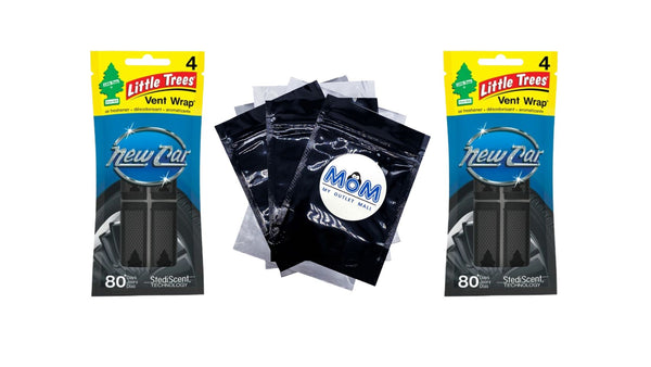 Air Freshener Vent Wrap New Car 4 Count - 2 packs - plus 3 My Outlet Mall Resealable Storage Pouches