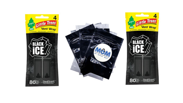 Air Freshener Vent Wrap Black Ice, 4 Count - 2 packs - plus 3 My Outlet Mall Resealable Storage Pouches