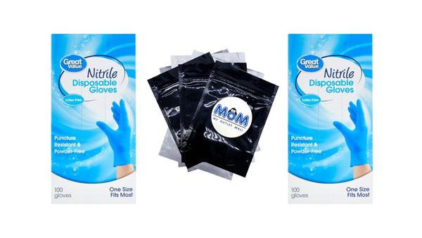 Nitrile Disposable Gloves, One Size - 2 packs - 100 Count - plus 3 My Outlet Mall Resealable Storage Pouches