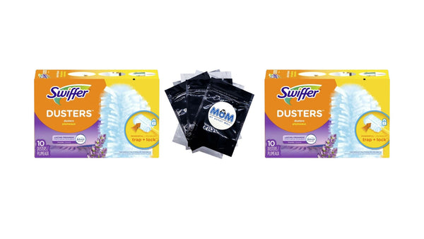 Dusters Refill for Cleaning, Feather & Microfiber Duster Alternative, Lavender - 2 packs - 10 count per pack plus 3 My Outlet Mall Resealable Storage Pouches