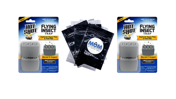 Flying Insect Trap, Attracts and Captures House and Fruit Flies - 2 packs - 2 Count - plus 3 My Outlet Mall Resealable Storage Pouches
