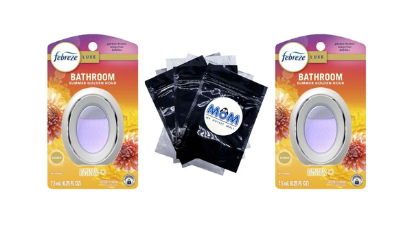 Bathroom Air Freshener, Small Spaces Odor-Fighting, Summer Golden Hour - 2 packs - plus 3 My Outlet Mall Resealable Storage Pouches