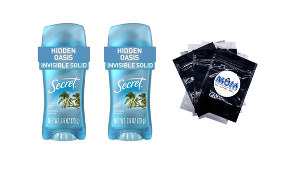 Fresh Invisible Solid Antiperspirant Deodorant for Women, Hidden Oasis - 2 packs - 2.6 oz per pack - plus 3 My Outlet Mall Resealable Storage Pouches
