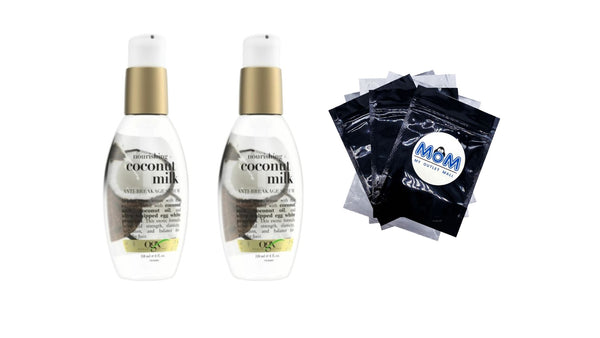 Coconut Milk Moisturizing Strength & Shine, Leave-In Treatment Hair Serum - 2 packs - 4Fl oz per pack - plus 3 My Outlet Mall Resealable Storage Pouches