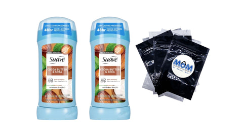 Antiperspirant Deodorant For Women, 48hr Protection, Cocoa Butter & Shea - 2 packs - 2.6 oz per pack - plus 3 My Outlet Mall Resealable Storage Pouches