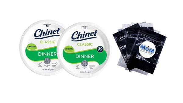 Classic Premium Dinner Paper Plates, 10 3/8”, White - 2 packs - 30 Count per pack - plus 3 My Outlet Mall Resealable Storage Pouches