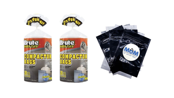 Super Tuff Compactor Trash Bags, 20 Gallon - 2 packs - 20 count per pack - plus 3 My Outlet Mall Resealable Storage Pouches