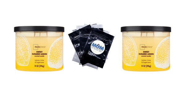 3-Wick Ombre Wrap Sweet Sugar Lemon Candle - 2 packs - 14 oz per pack - plus 3 My Outlet Mall Resealable Storage Pouches