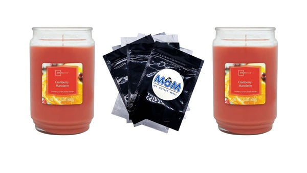 Cranberry Mandarin Scented Single-Wick Large Glass Jar Candle - 2 packs - 20 oz per pack - plus 3 My Outlet Mall Resealable Storage Pouches
