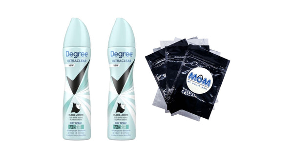 Ultra Clear Long Lasting Antiperspirant Deodorant Dry Spray, Pure Rain - 2 packs - 3.8 oz per pack - plus 3 My Outlet Mall Resealable Storage Pouches