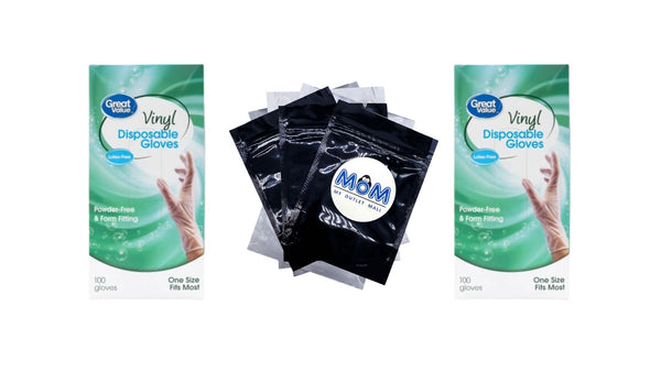 Disposable Vinyl Gloves - 2 packs - 100 Count - plus 3 My Outlet Mall Resealable Storage Pouches