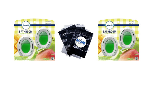 Bathroom Air Freshener, Small Spaces Odor-Fighting, Apple Mango Sunshine, 2 Count - 2 packs - plus 3 My Outlet Mall Resealable Storage Pouches