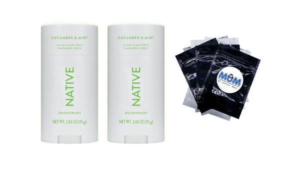 Deodorant, Aluminum Free, Cucumber & Mint, for Women and Men - 2 packs - 2.65 oz per pack - plus 3 My Outlet Mall Resealable Storage Pouches