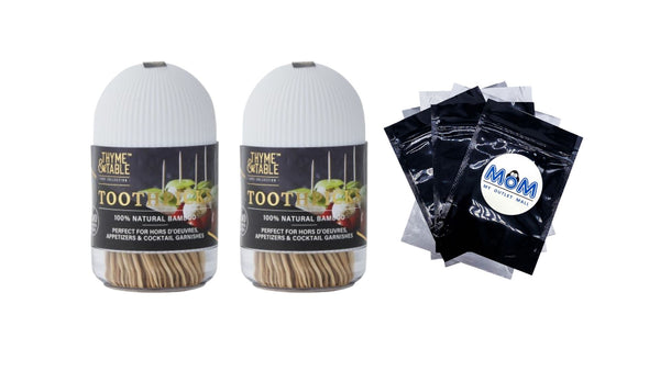 Natural Bamboo Toothpicks 300-Piece - 2 packs - plus 3 My Outlet Mall Resealable Storage Pouches