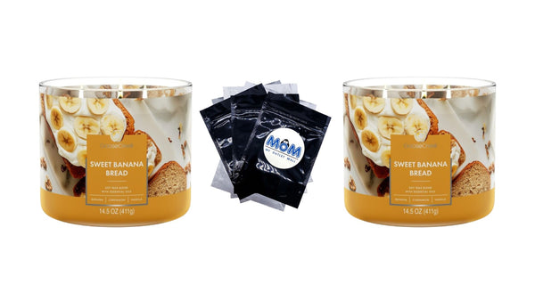Sweet Banana Bread Scented 3-Wick Jar Candle - 2 packs - 14.5 oz per pack - plus 3 My Outlet Mall Resealable Storage Pouches