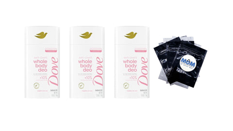 Aluminum Free Whole Body Deo Anti-Chafe Deodorant Stick for Women Raspberry & Rose - 3 packs - 2.6 oz per pack - plus 3 My Outlet Mall Resealable Storage Pouches
