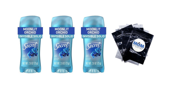 Fresh Invisible Solid Antiperspirant Deodorant for Women, Moonlit Orchid - 3 packs - 2.6 oz per pack - plus 3 My Outlet Mall Resealable Storage Pouches