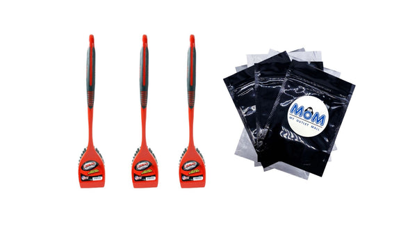 Long Handle Utility Scrub Brush Red Black Polypropylene Handle 3.75 in. Width - 3 packs - plus 3 My Outlet Mall Resealable Storage Pouches
