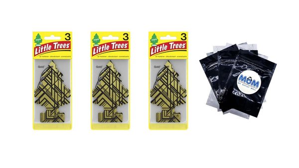 Air Freshener Gold Fragrance 3 count - 3 packs - plus 3 My Outlet Mall Resealable Storage Pouches