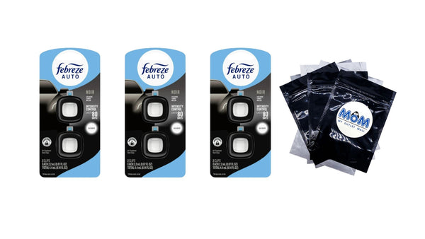 Auto Car Air Freshener, Odor-Fighting Car Vent Clip, Noir, 2 Count - 3 packs - plus 3 My Outlet Mall Resealable Storage Pouches