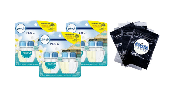Plug In Air Freshener, Odor-Fighting Scented Oil Refill, Bora Bora Waters Scent, 2 Refills - 3 packs - plus 3 My Outlet Mall Resealable Storage Pouches