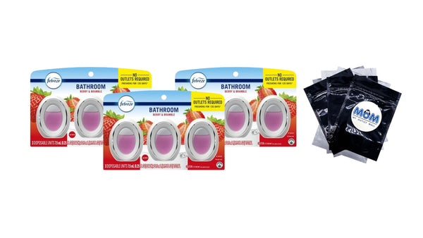 Bathroom Air Freshener, Small Spaces Odor-Fighting, Berry & Bramble, 3 Count - 3 packs - plus 3 My Outlet Mall Resealable Storage Pouches