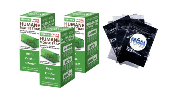 Reusable Catch & Release Humane Mouse Trap - 3 packs - plus 3 My Outlet Mall Resealable Storage Pouches