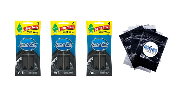 Air Freshener Vent Wrap New Car 4 Count - 3 packs - plus 3 My Outlet Mall Resealable Storage Pouches