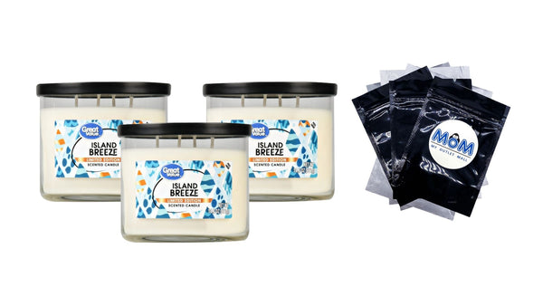 Limited Edition Island Breeze Candle - 3 packs - 14 oz per pack - plus 3 My Outlet Mall Resealable Storage Pouches