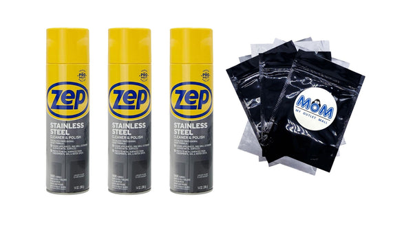 Stainless Steel Cleaner and Polish Removes Fingerprints and Water Spots - 3 packs - 14 oz per pack - plus 3 My Outlet Mall Resealable Storage Pouches