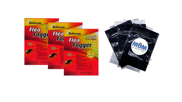 Flea Fogger, Kills Fleas, Ticks, and Other Pests - 3 packs - 2 Count - plus 3 My Outlet Mall Resealable Storage Pouches