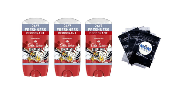 Aluminum Free Deodorant for Men, Eaglefangs, Fresh Cloud Scent - 3 packs - 3 oz per pack - plus 3 My Outlet Mall Resealable Storage Pouches