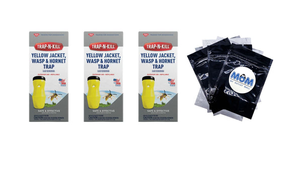 Trap N Kill Yellow Jacket Hornet and Wasp Trap with Bait - 3 packs - plus 3 My Outlet Mall Resealable Storage Pouches