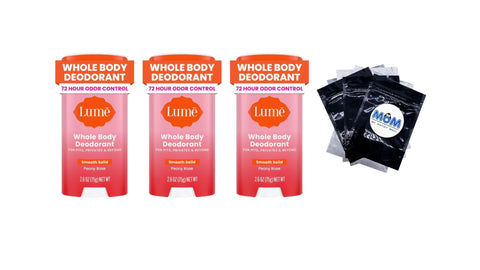 Whole Body Women’s Deodorant Smooth Solid Stick Aluminum Free, Peony Rose - 3 packs - 2.6 oz per pack - plus 3 My Outlet Mall Resealable Storage Pouches